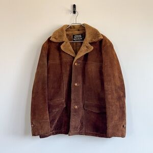 True Vintage 70's Sears Suede Leather Sherpa Western BoHo Jacket Coat